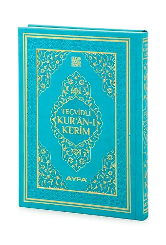 Tecvidli Kuranı Kerim Termo Deri Orta Boy Turkuaz Renkli