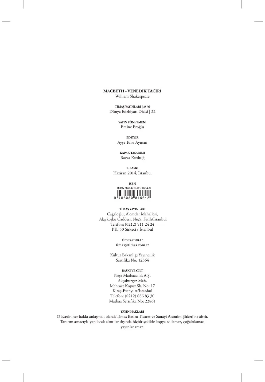 Macbeth - Venedik Taciri – Sayfa 1