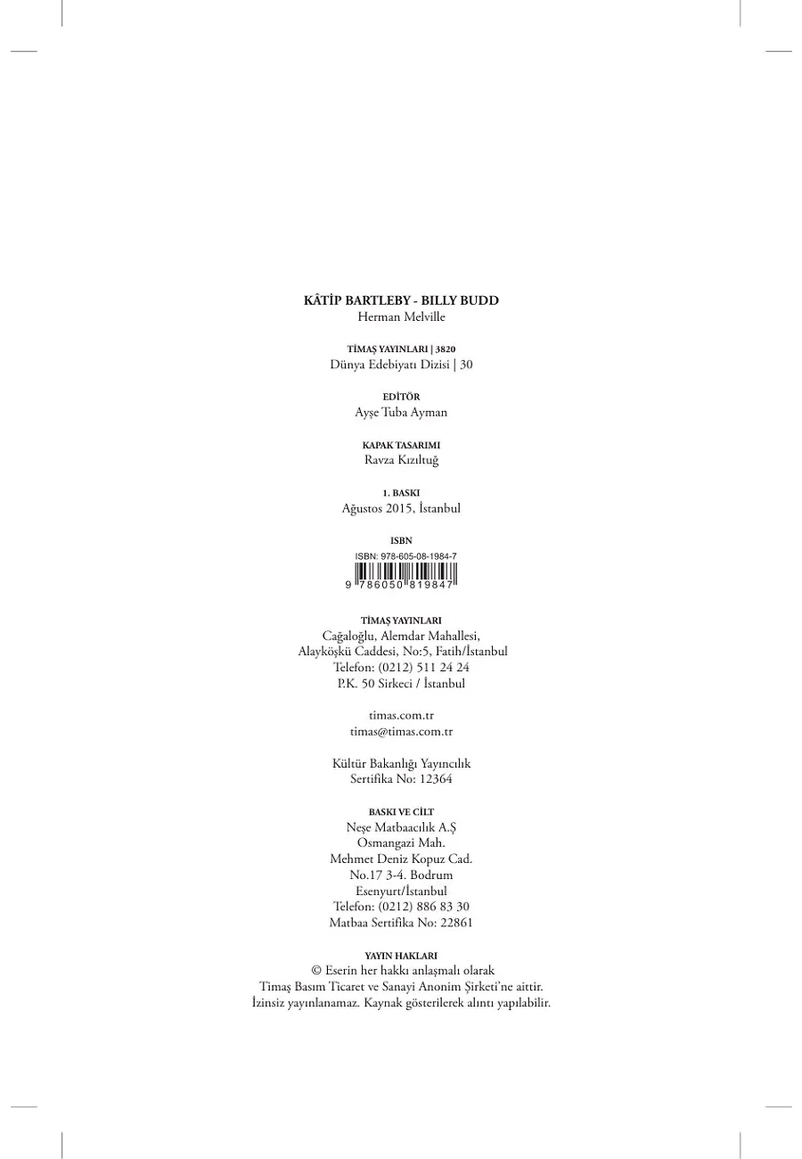 Katip Bartleby-Billy Budd – Sayfa 1