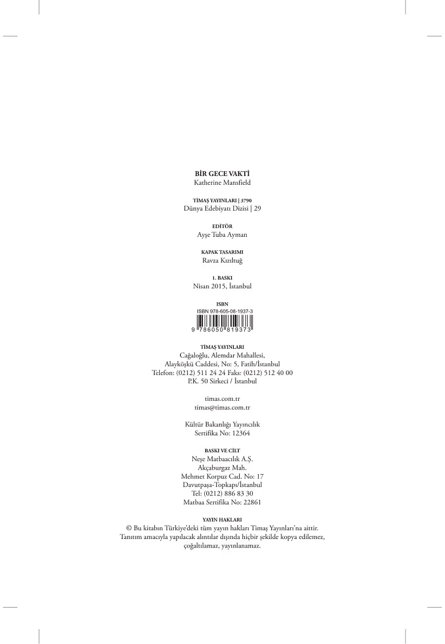 Bir Gece Vakti – Sayfa 1