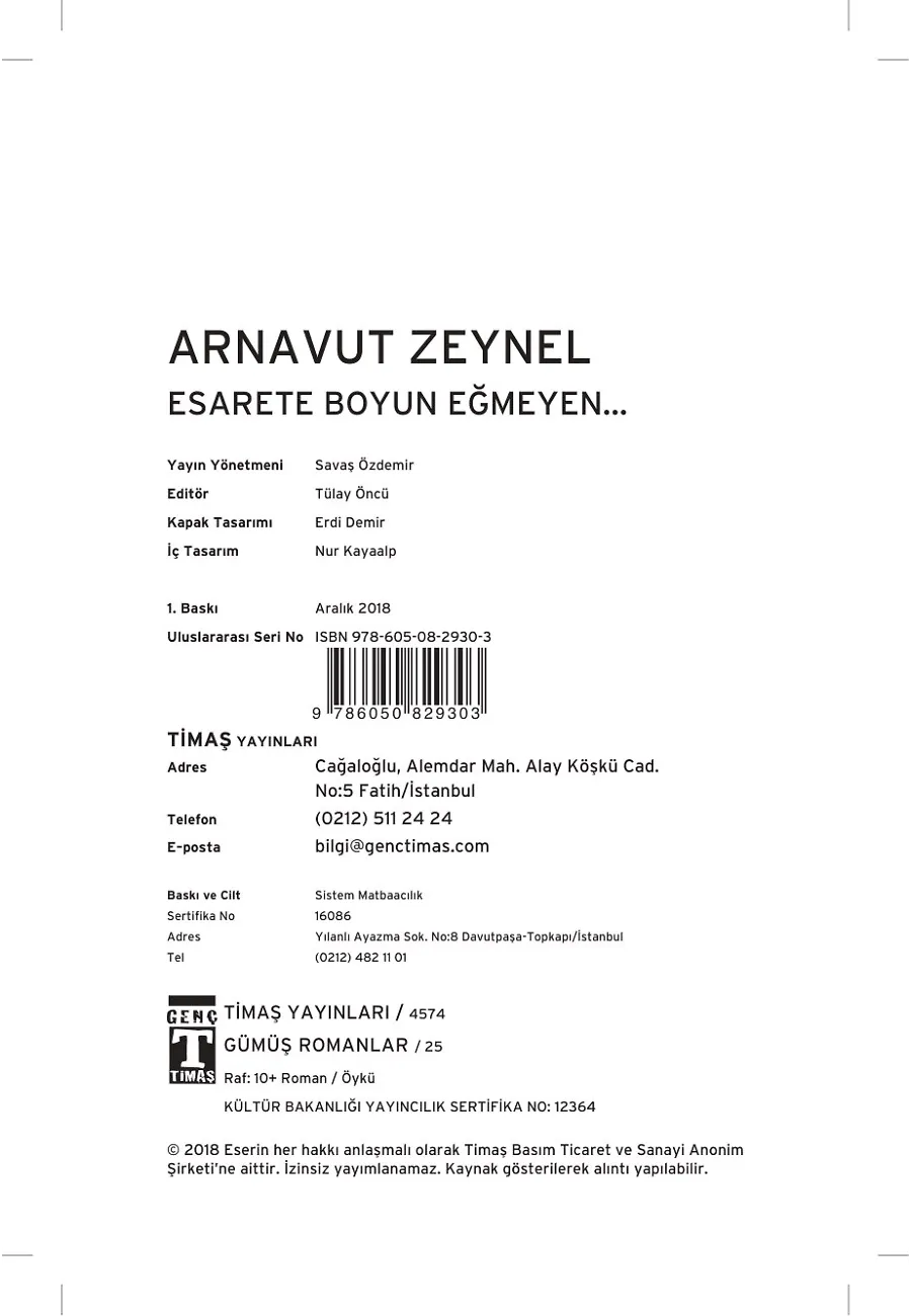 Arnavut Zeynel – Sayfa 1