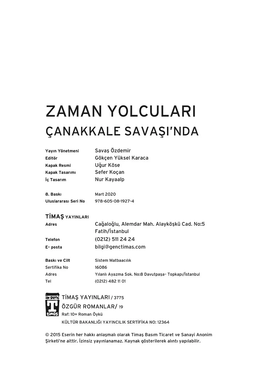 Zaman Yolcuları Çanakkale Savaşı'nda – Sayfa 1
