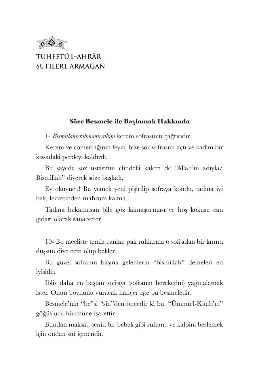 Sufilere Armağan – Sayfa 1