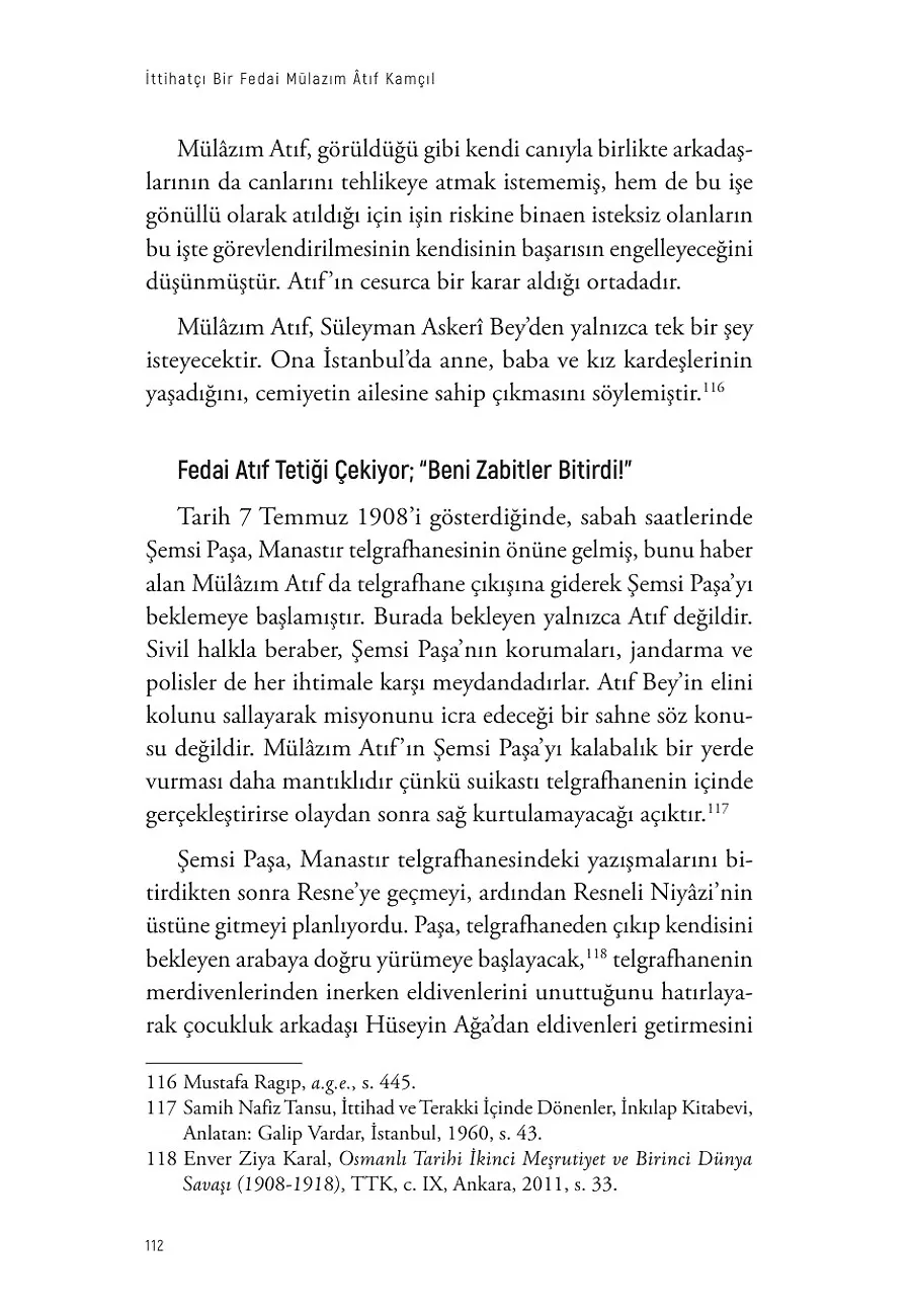 İttihatçı Bir Fedai: Mülazım Atıf Kamçıl – Sayfa 1