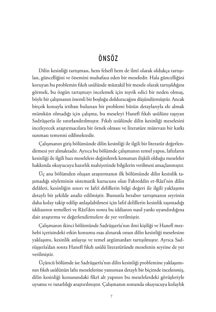 Fıkıh Usûlünde Lafızların Kesinliği Problemi – Sayfa 1