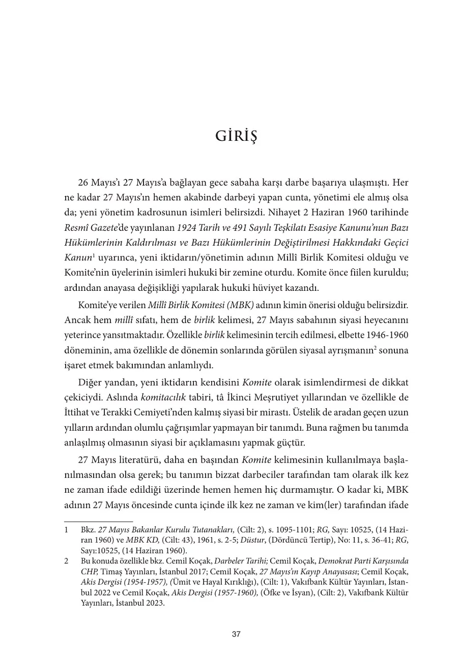 Birinci Milli Birlik Komitesi (27 Mayıs 1960 - 13 Kasım 1960) – Sayfa 1