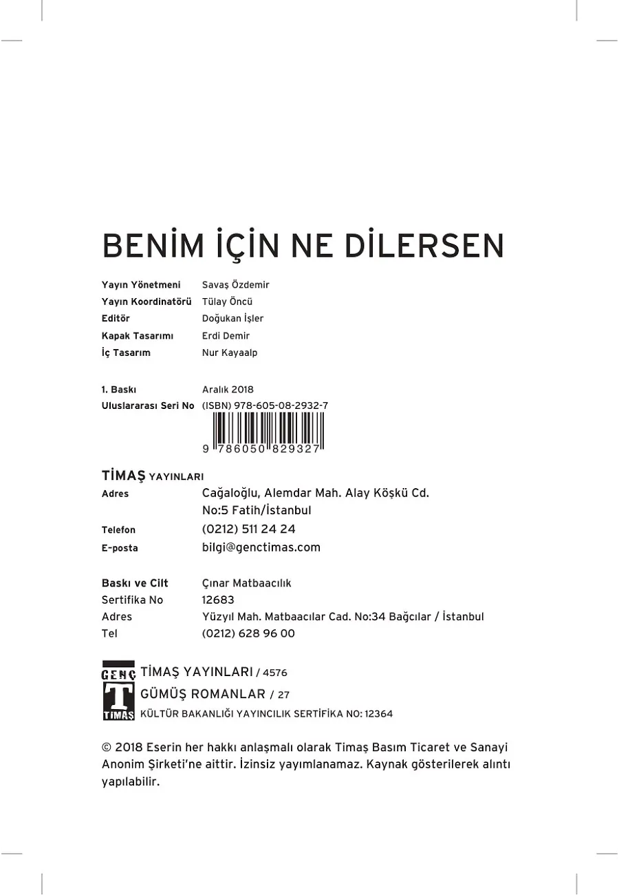 Benim İçin Ne Dilersen – Sayfa 1