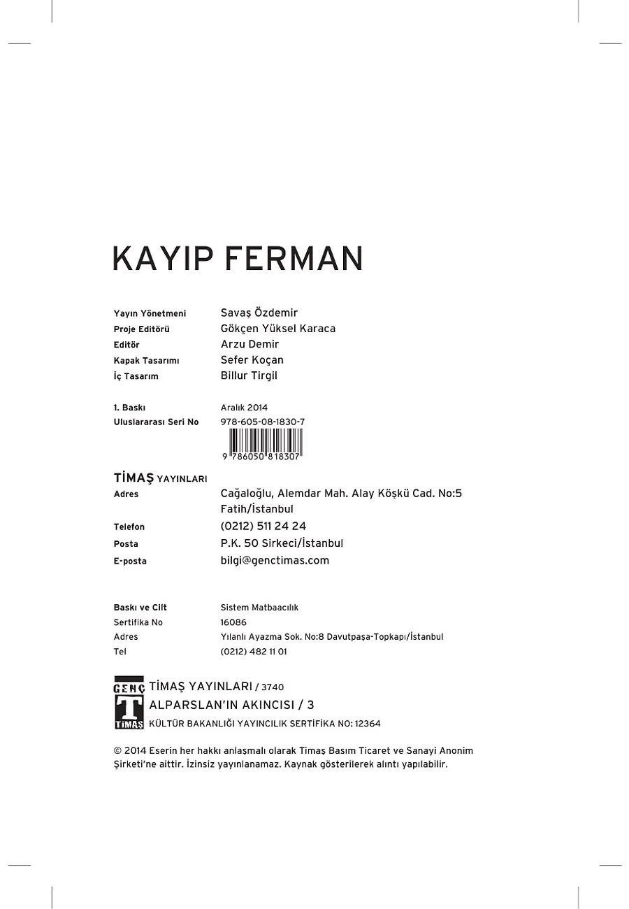 Alparslan'ın Akıncısı - Kayıp Ferman – Sayfa 1