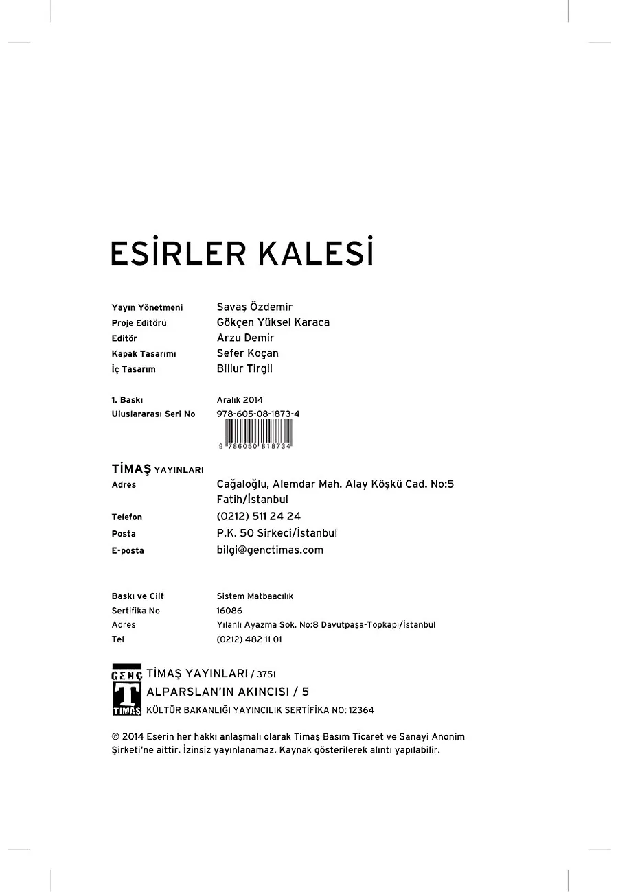 Alparslan'ın Akıncısı - Esirler Kalesi – Sayfa 1