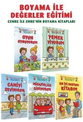 Cemre ile Emre'nin Boyama Kitapları (5 Cilt) - Salih Zeki Meriç, Murat Yılmaz Tanhu