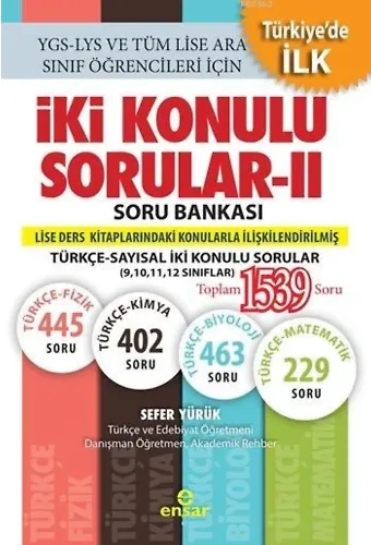 İki Konulu Sorular - II Soru Bankası; Türkçe-Sayısal İki Konulu Sorular