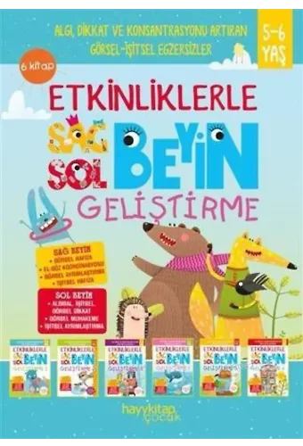 Etkinliklerle Sağ Beyin Sol Beyin Geliştirme (5-6 Yaş) (6 Kitap Takım); Algı, Dikkat ve Konsantrasyon Artıran Görsel-İşitsel Egzersizler