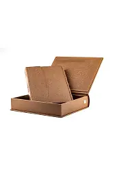 Rahle Boy Hakiki Deri Lüks Kutulu Kur'an-ı Kerim (Taba Renk)