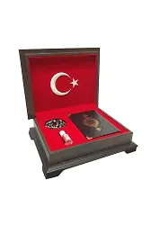 Ahşap Kutulu Kuranı Kerim (0353 - Çanta Boy, Ay-Yıldız)