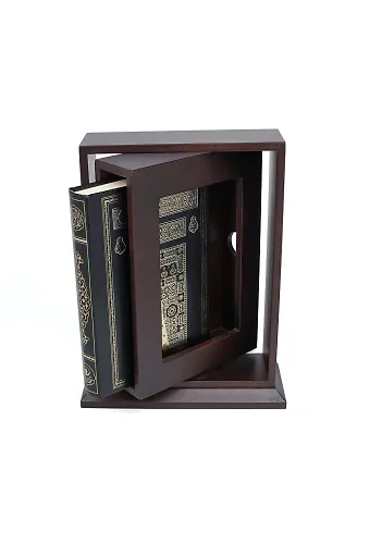 Ahşap Kutulu Tavaflı Desen Kuranı Kerim (Hafız Boy, Dikey)