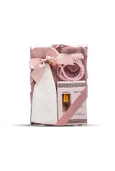 Eşarp + Takke + Esans + Tesbih + Zikirmatik Hediye Seti (Asetat Kutulu, Pembe)