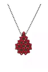 Bordo Cevşen Kolye (Kristal, Damla)