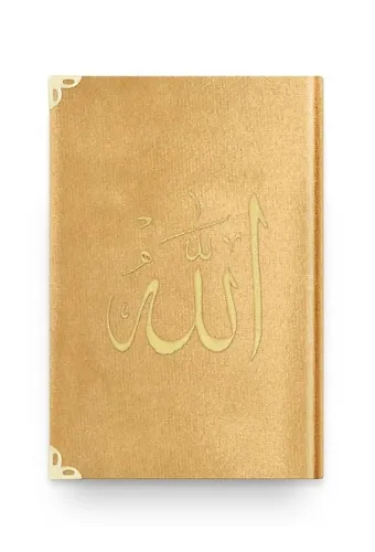 Rahle Boy Kadife Kuranı Kerim (Altın, Nakışlı, Yaldızlı)