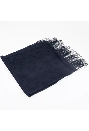 Dantelli Püsküllü Şal (Mevlid Örtüsü, 166x61 cm. Lacivert)