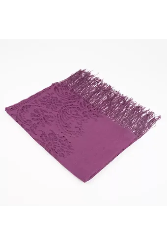 Dantelli Püsküllü Şal (Mevlid Örtüsü, 166x61 cm. Mor)