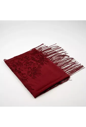 Dantelli Püsküllü Şal (Mevlid Örtüsü, 166x61 cm. Bordo)