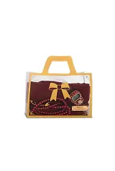 Flamlı Eşarp (96x96 cm) + Tesbih + Zikirmatik Hediye Seti (Bordo)