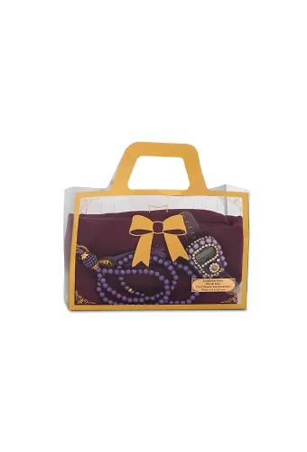Flamlı Eşarp (96x96 cm) + Tesbih + Zikirmatik Hediye Seti (Mor)