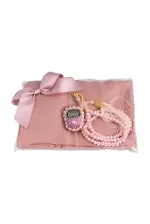 Flamlı Eşarp, Tesbih, Zikirmatik Hediye Seti (Pembe)