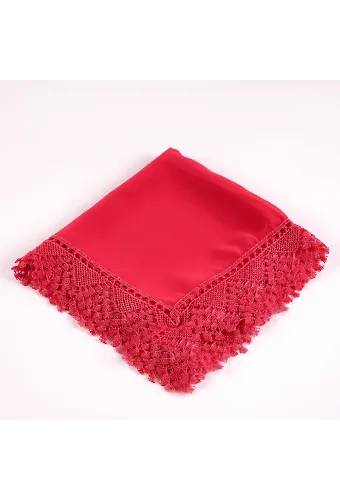 İğne Oyalı Şal (Namaz Örtüsü, 144x68 cm. Fuşya Pembe)