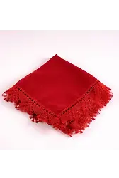 İğne Oyalı Şal (Namaz Örtüsü, 144x68 cm. Kırmızı)