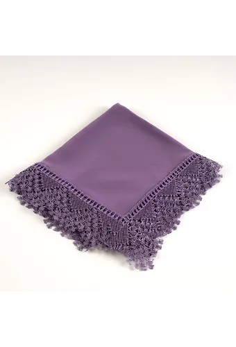 İğne Oyalı Şal (Namaz Örtüsü, 144x68 cm. Lila)