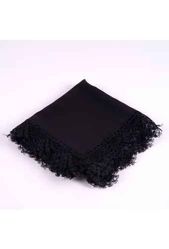 İğne Oyalı Şal (Namaz Örtüsü, 144x68 cm. Siyah)