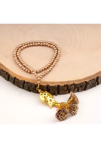 Laleli Güllü Tesbih Gold (99lu - 6mm)