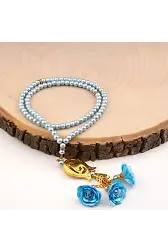 Laleli Güllü Tesbih Mavi (99lu - 6mm)
