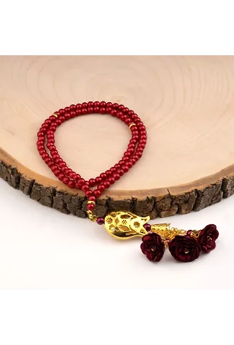 Laleli Güllü Tesbih Bordo (99lu - 6mm)