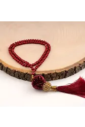 Mini Taşlı Güllü Tesbih Bordo (99lu - 6mm)