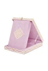 Kadife Kutulu Kuranı Kerim (Hafız Boy, Pleksili Desen, Bebe Pembe)