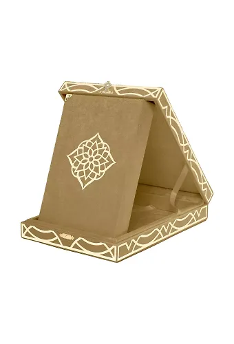 Kadife Kutulu Kuranı Kerim (Hafız Boy, Pleksili Desen, Gold)