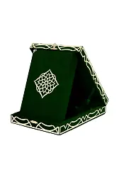 Kadife Kutulu Kuranı Kerim (Hafız Boy, Pleksili Desen, Yeşil)