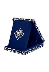 Kadife Kutulu Kuranı Kerim (Orta Boy, Pleksili Desen, Lacivert)