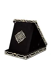 Kadife Kutulu Kuranı Kerim (Orta Boy, Pleksili Desen, Siyah)