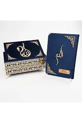 Raşel Kaplama Rahleli Kuranı Kerim (Orta Boy, Lacivert)