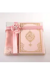 Şal + Seccade + Tesbih + Kuran Hediye Seti (Hafız Boy, Ekonomik Cilt, Beyaz)