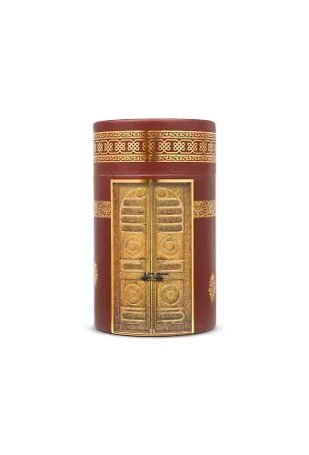 Seccade + Tesbih + Esans Hediye Seti (Kabe Desen, Bordo)