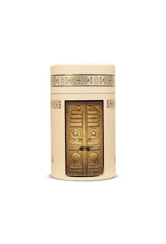 Seccade + Tesbih + Esans Hediye Seti (Kabe Desen, Gold)