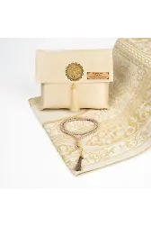 Seccade + Tesbih Hediye Seti (Şantuk Kese, Gold)