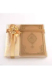 Seccade + Tesbih + Kuran Hediye Seti (Hafız Boy, Yeni Cilt, Gold)