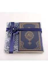 Seccade + Tesbih + Kuran Hediye Seti (Hafız Boy, Yeni Cilt, Lacivert)