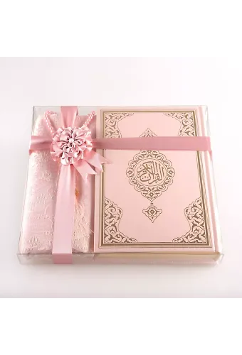 Seccade + Tesbih + Kuran Hediye Seti (Çanta Boy, Yeni Cilt, Pembe)