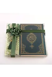 Seccade + Tesbih + Kuran Hediye Seti (Hafız Boy, Yeni Cilt, Yeşil)